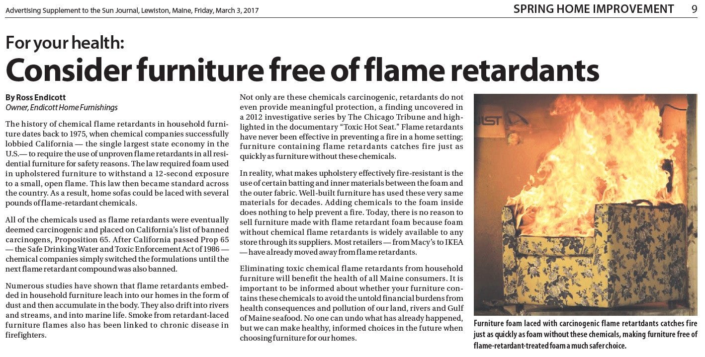 Consider Furniture Free of Flame Retardants