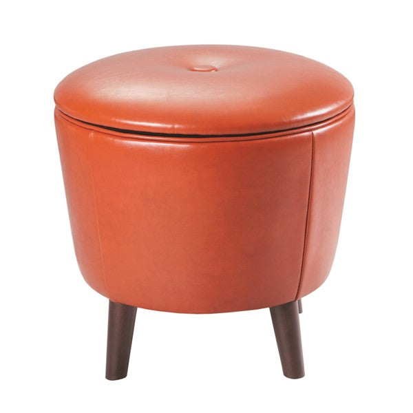 Fun "Jetsons" Sunset Orange Storage Ottoman with botton top lid - Showroom Model